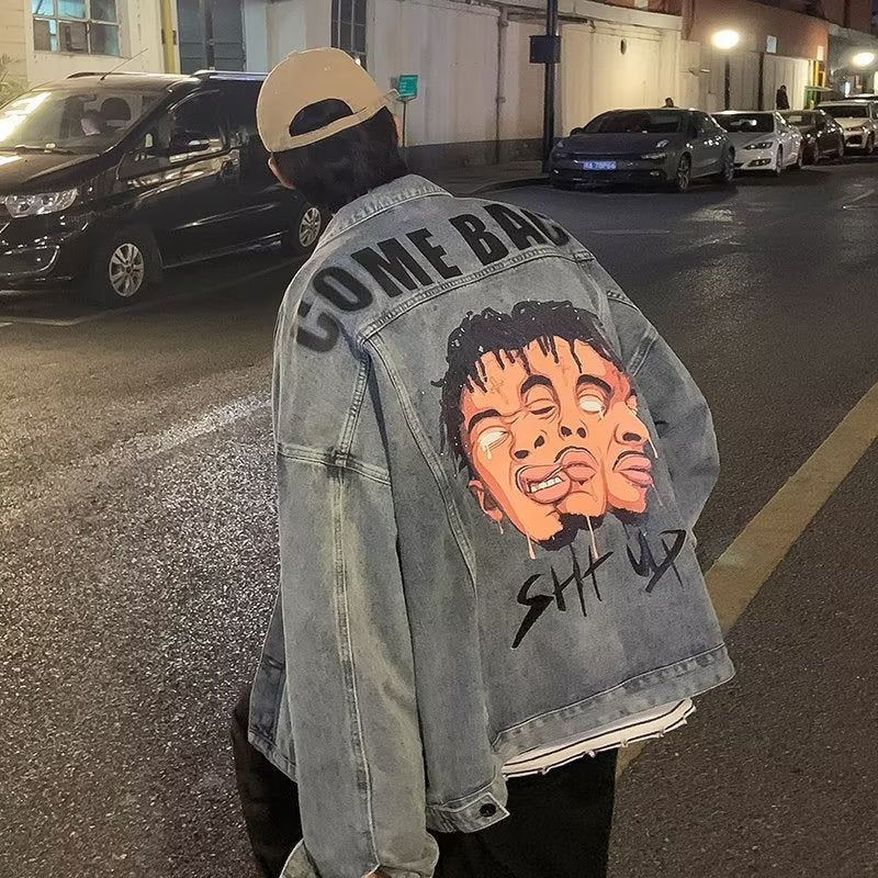 'Shut Up' Vaezion designer denim jacket