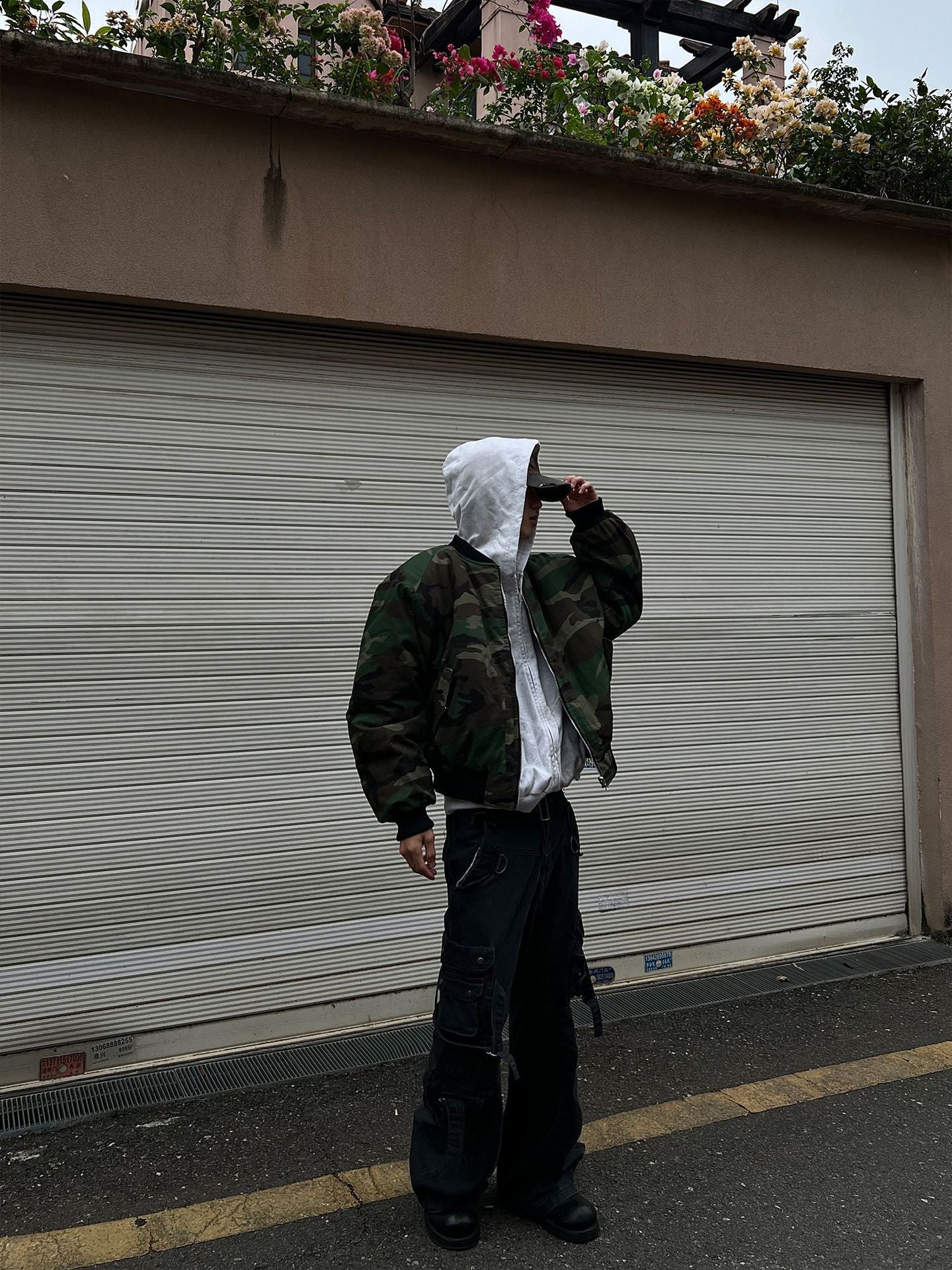 Oversized Camouflage Zip Jacket