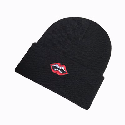 Embroidered Cross Knitted Beanie