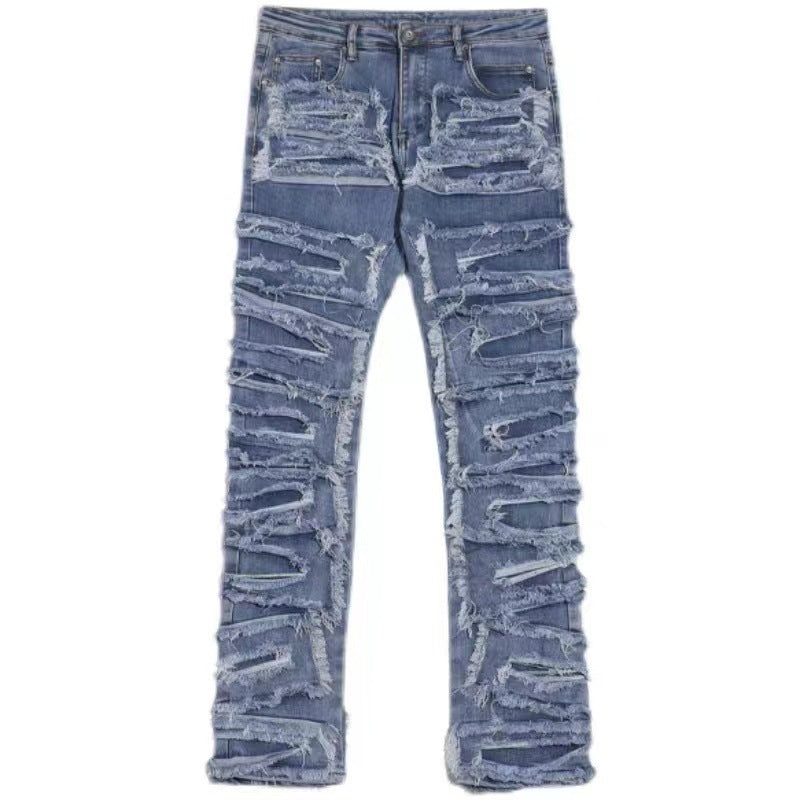 Men's Washed Slim-Fit Straight Jeans
