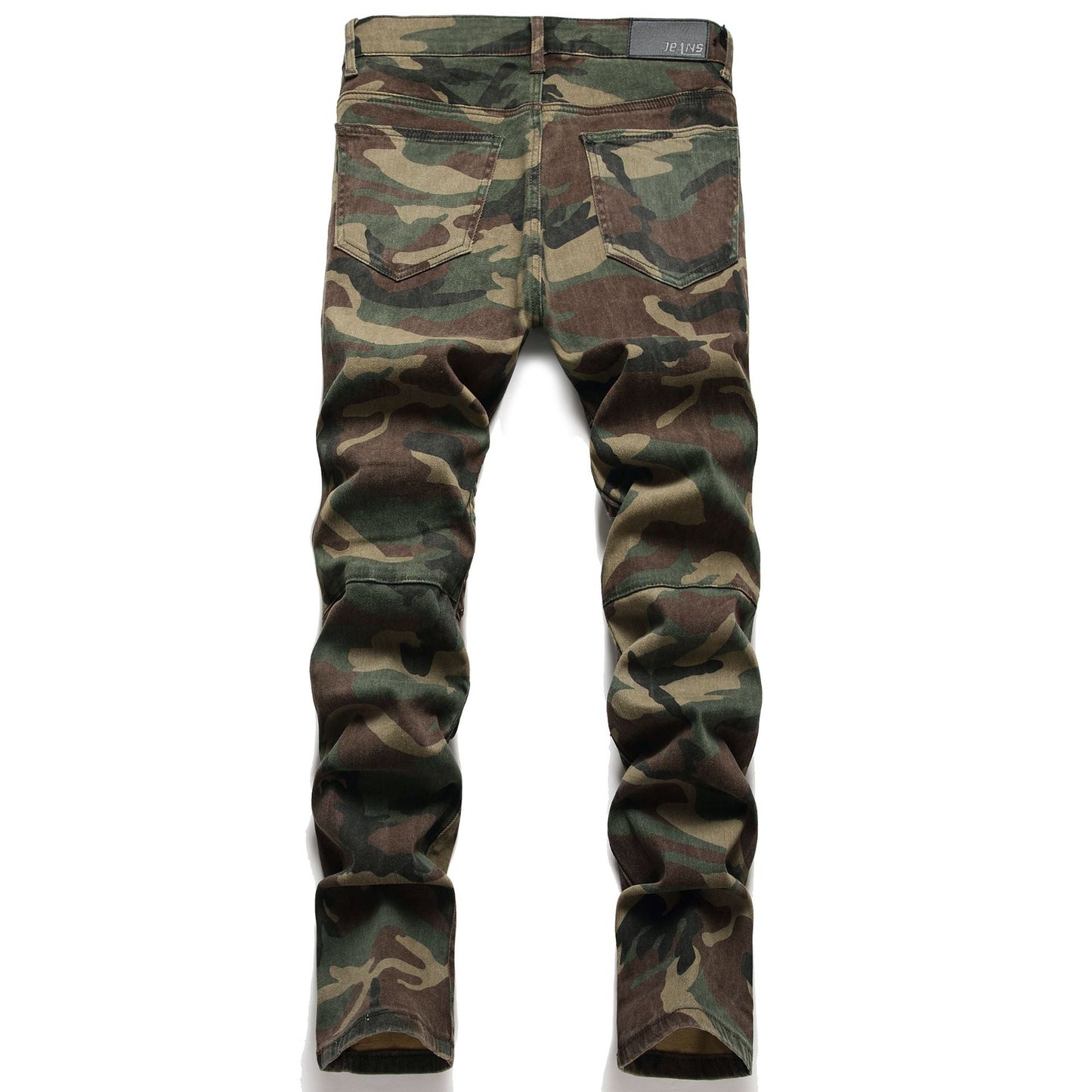 Camouflage Patchwork Straight-Leg Jeans