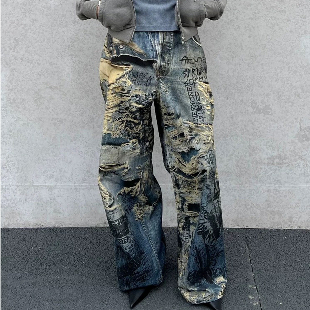 High street graffiti jeans