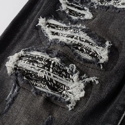 Slim-Fit Ripped Stretch Denim Jeans