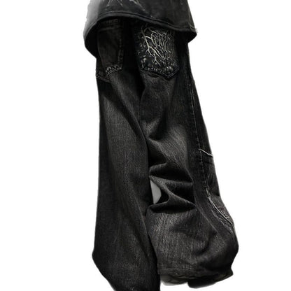 Spider Embroidered Denim Jeans