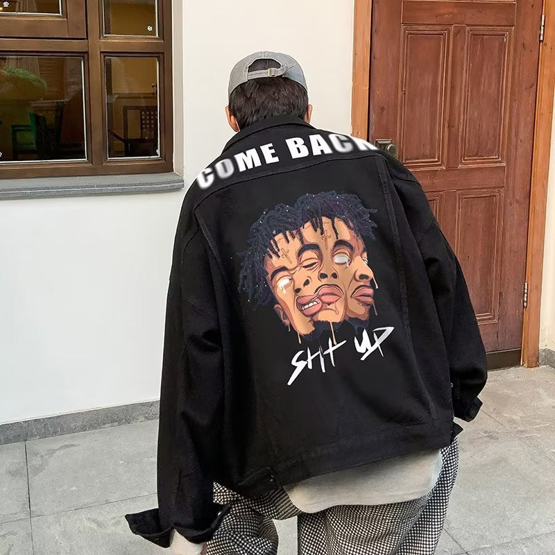 'Shut Up' Vaezion designer denim jacket