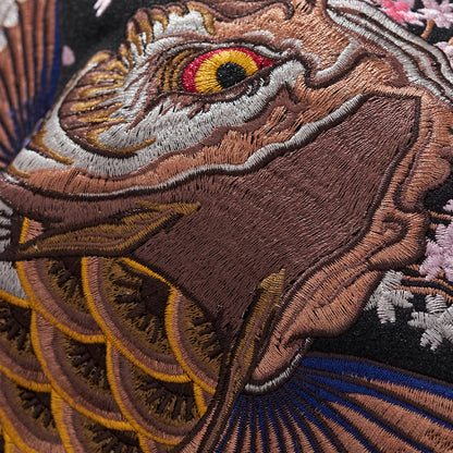 Golden Carp Embroidered Baseball Jacket