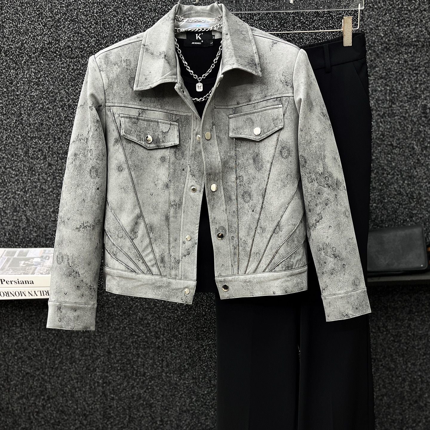 Vintage Tie-Dye Patchwork Lapel Jacket