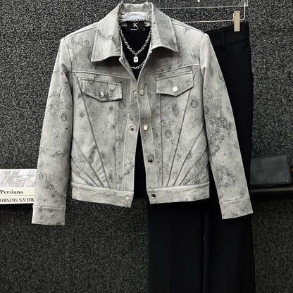 Vintage Tie-Dye Patchwork Lapel Jacket