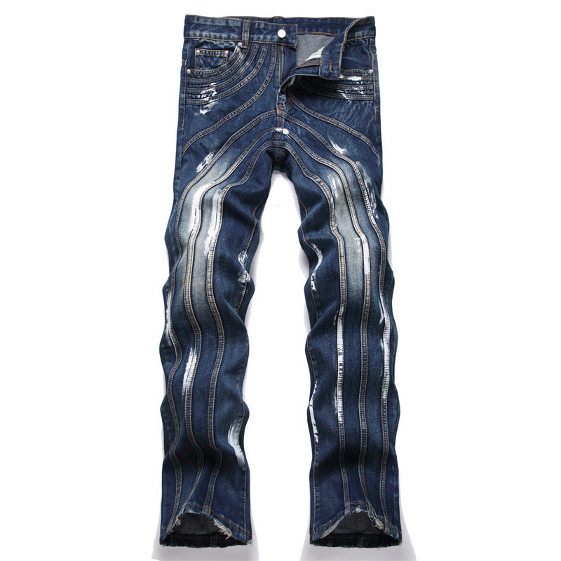 Slim Flare Patchwork Denim Jeans