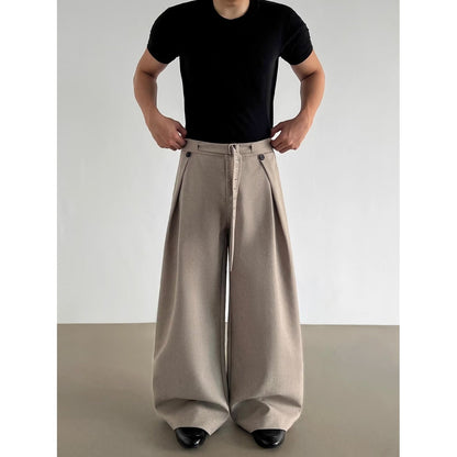 Pleated Wide-Leg Casual Pants
