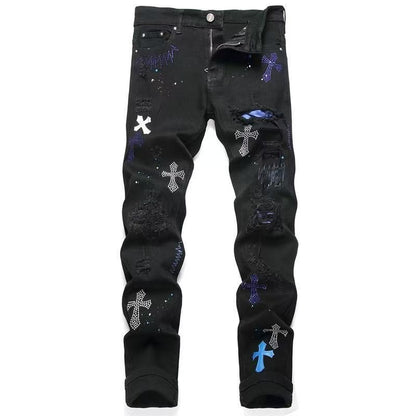 Rhinestone Straight-Leg Jeans