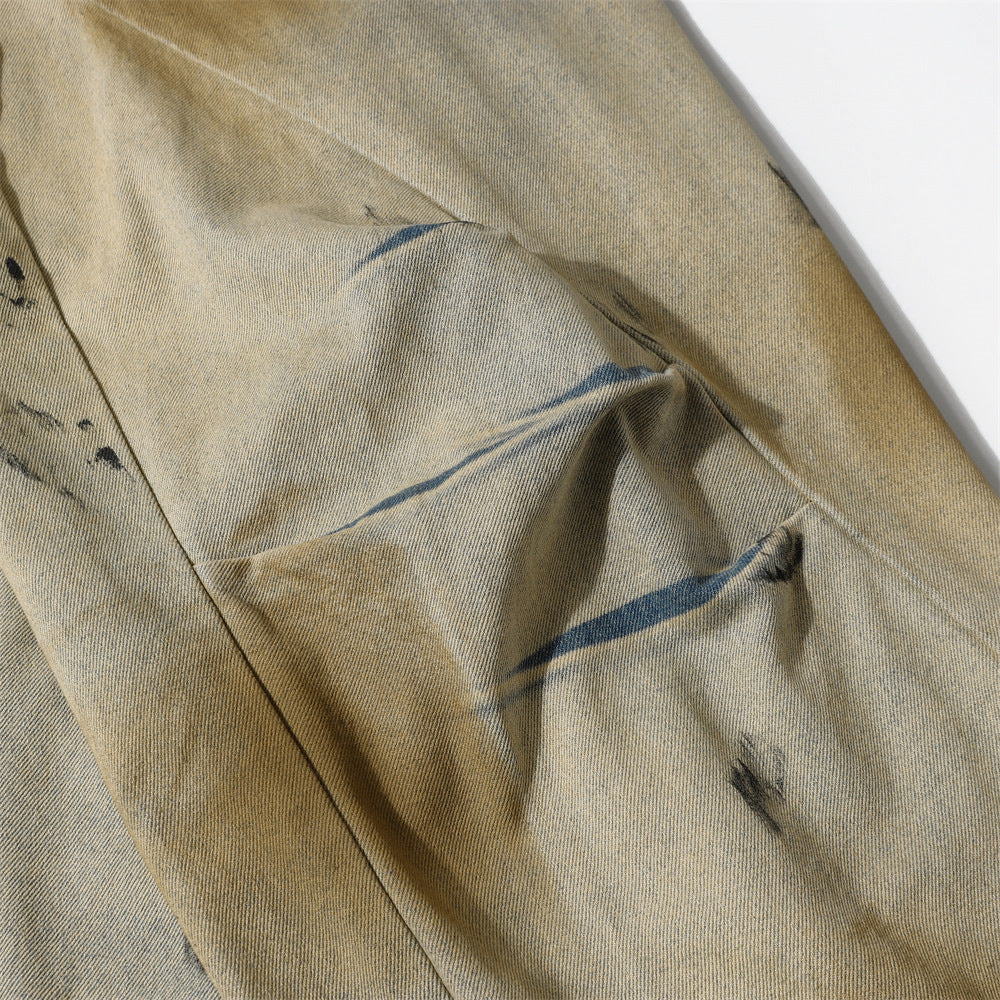 Mud-Dyed Punk Denim Jeans