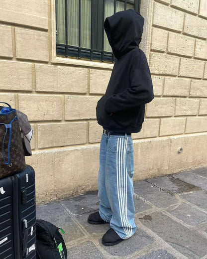 Striped Wide-Leg Straight Pants