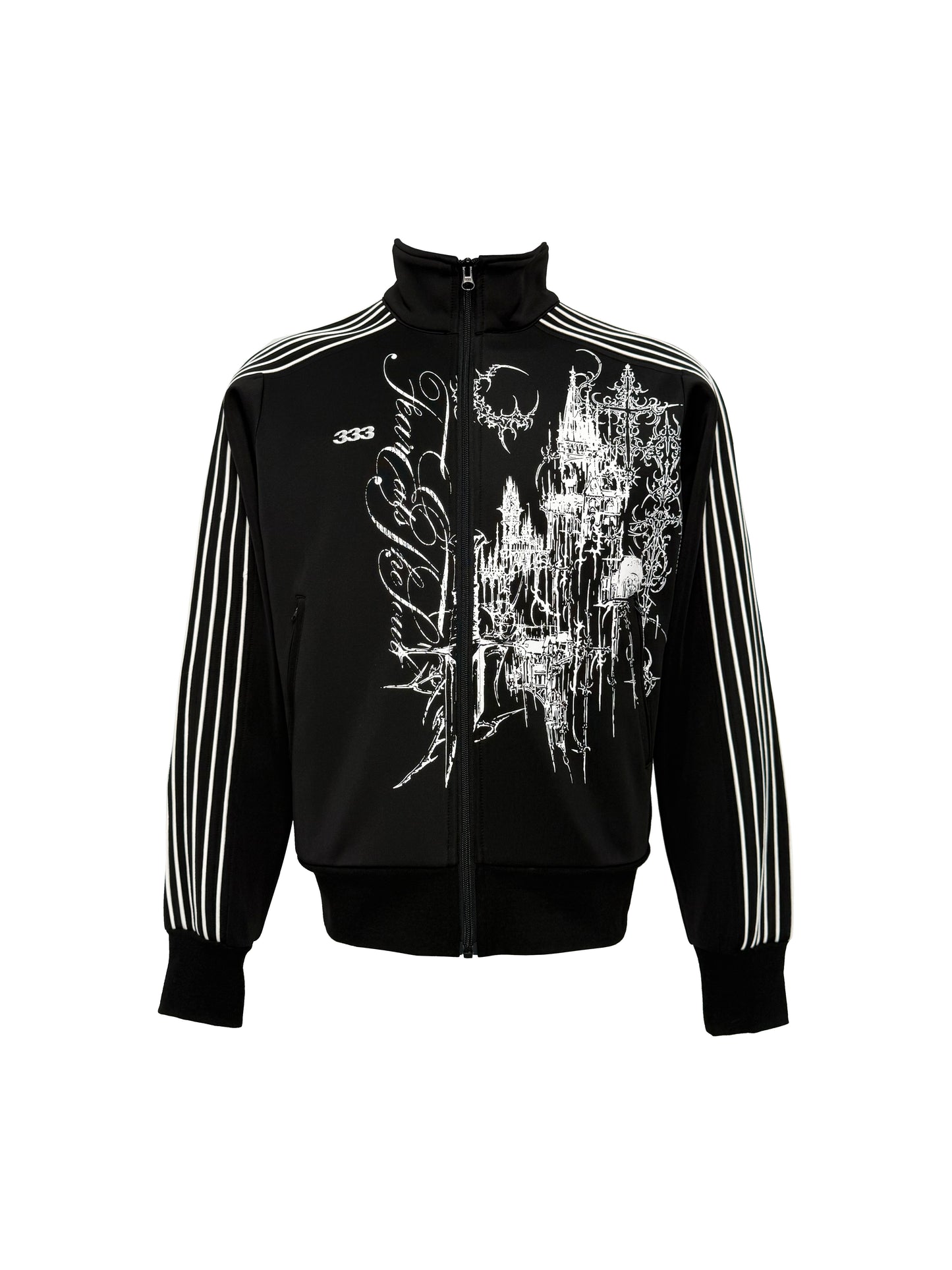 Striped Embroidery Sport Zip Jacket