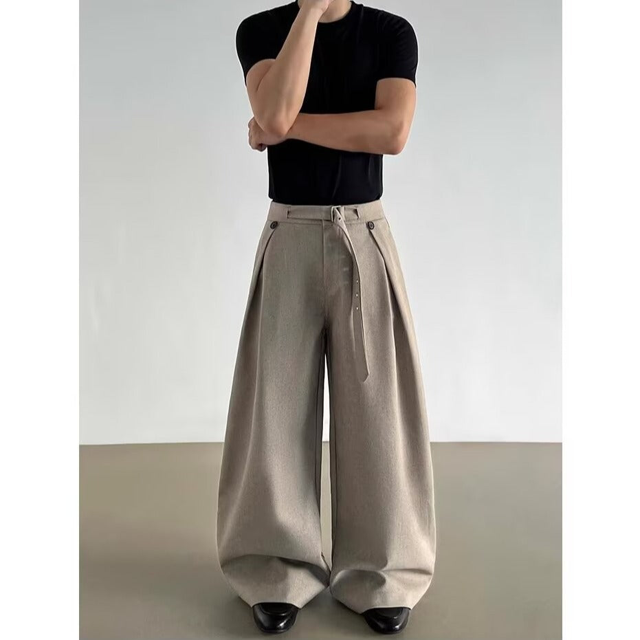 Pleated Wide-Leg Casual Pants