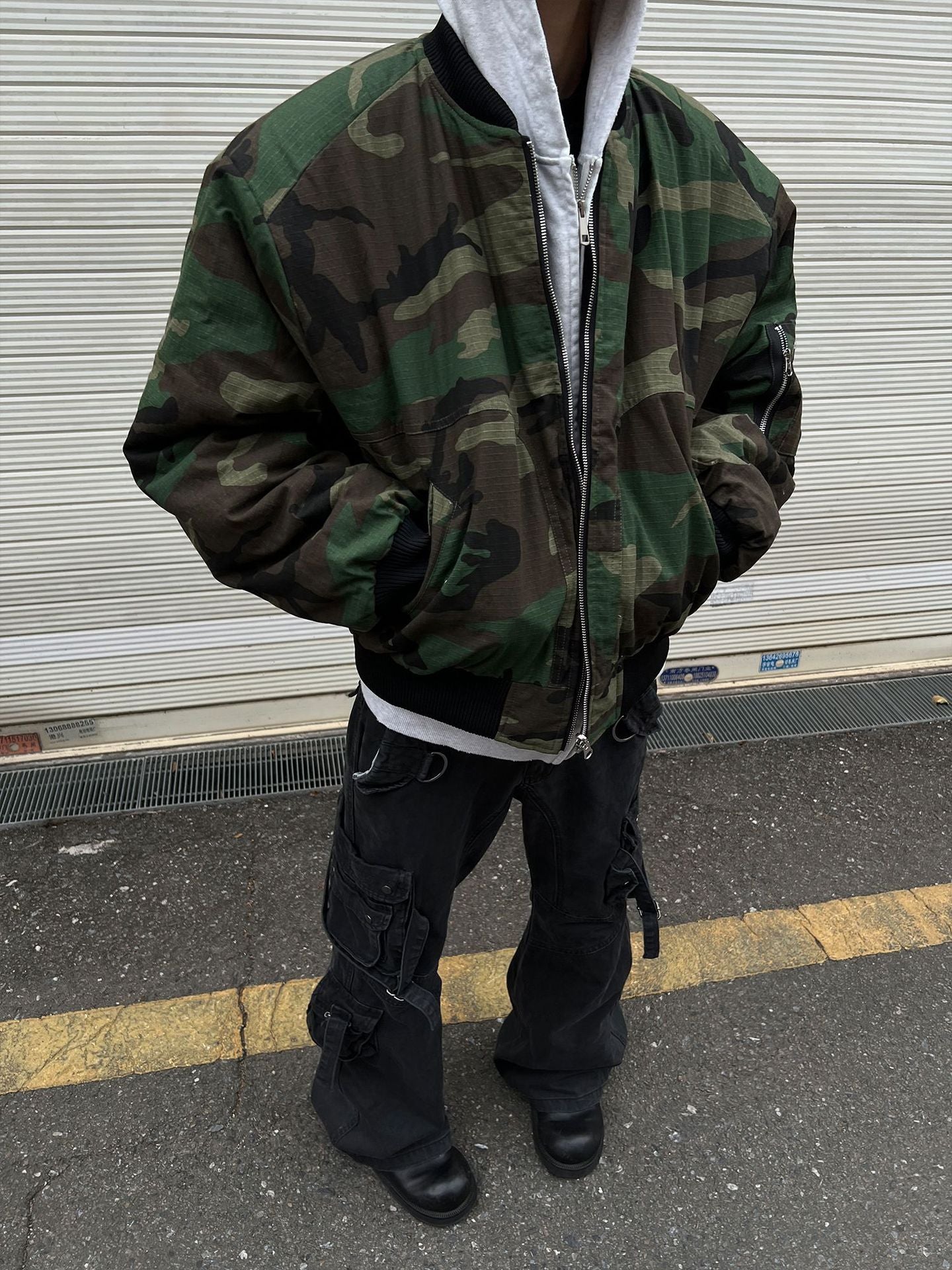 Oversized Camouflage Zip Jacket
