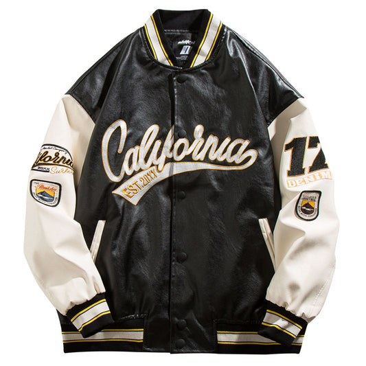 Embroidered Baseball Leather Jacket