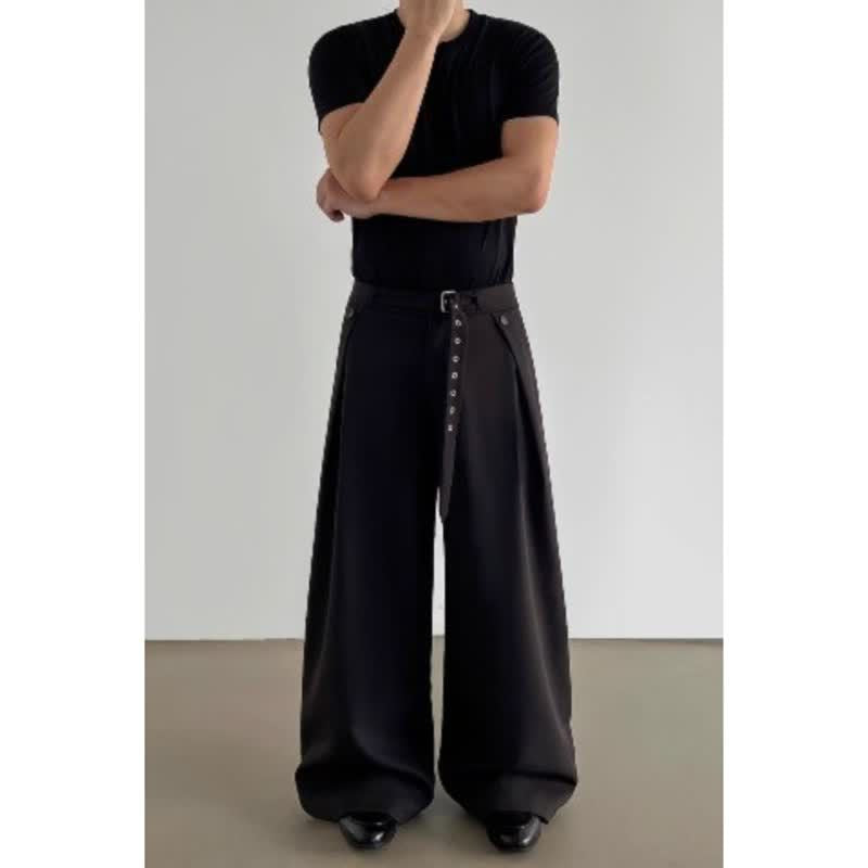 Pleated Wide-Leg Casual Pants