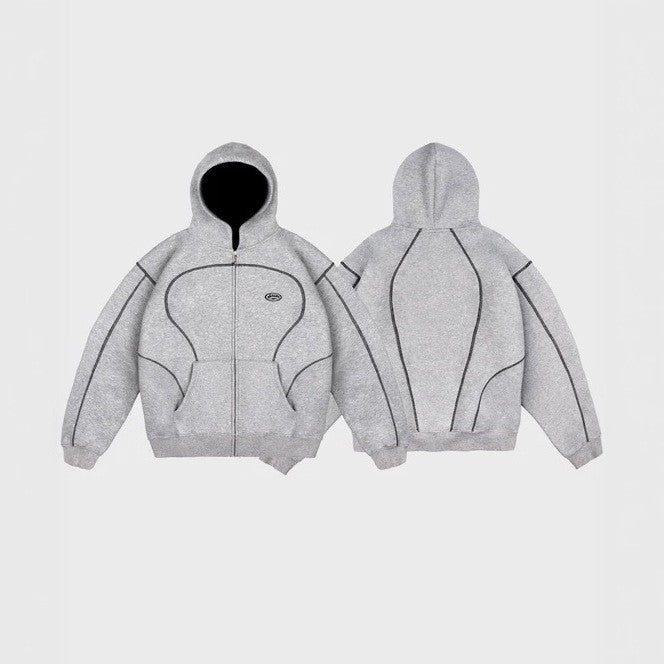 Y2K Letter Print Hooded Zip Jacket