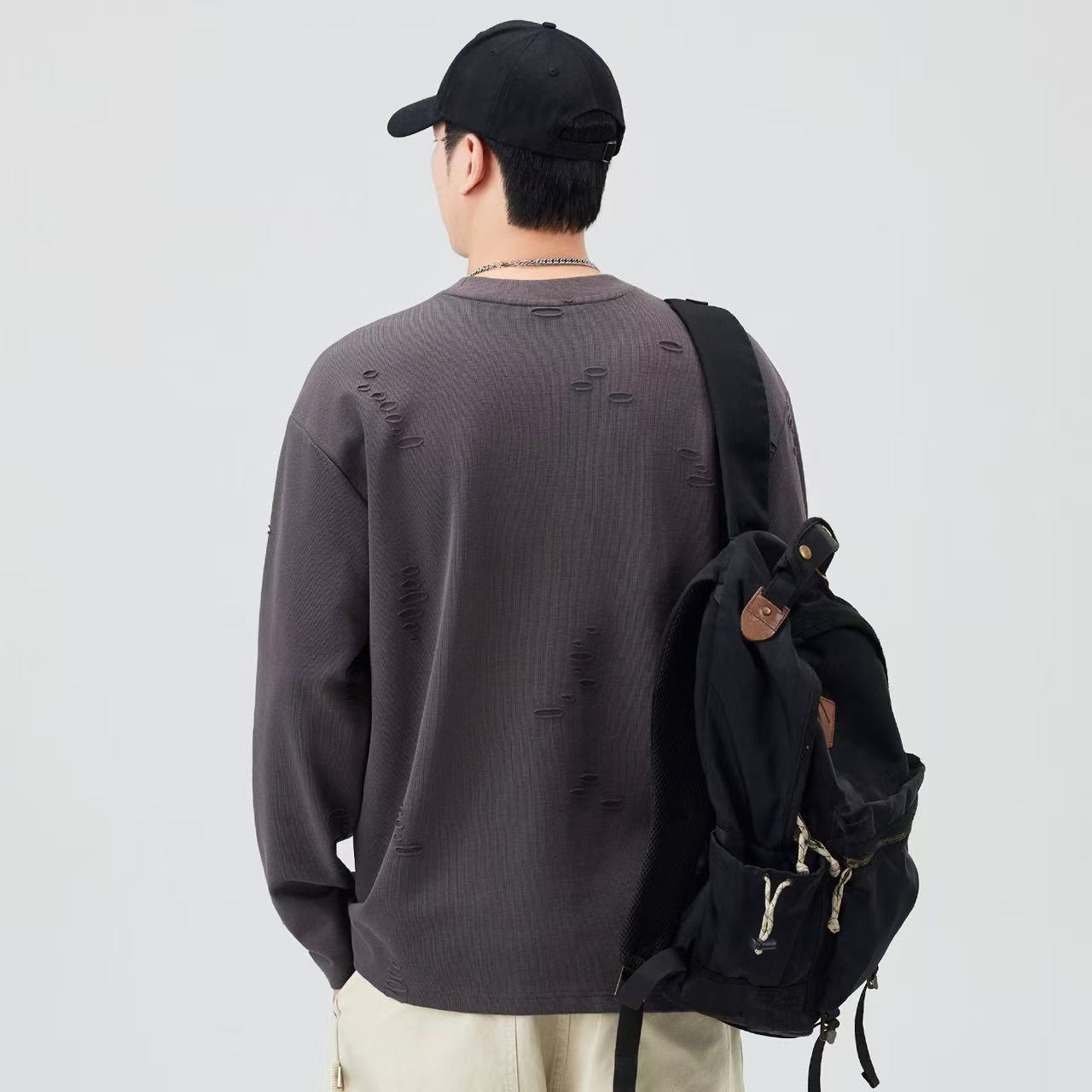 Vintage Distressed Long-Sleeve T-Shirt