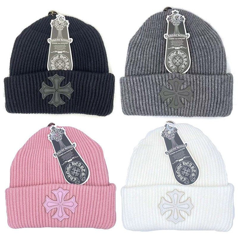 Embroidered Cross Knitted Beanie