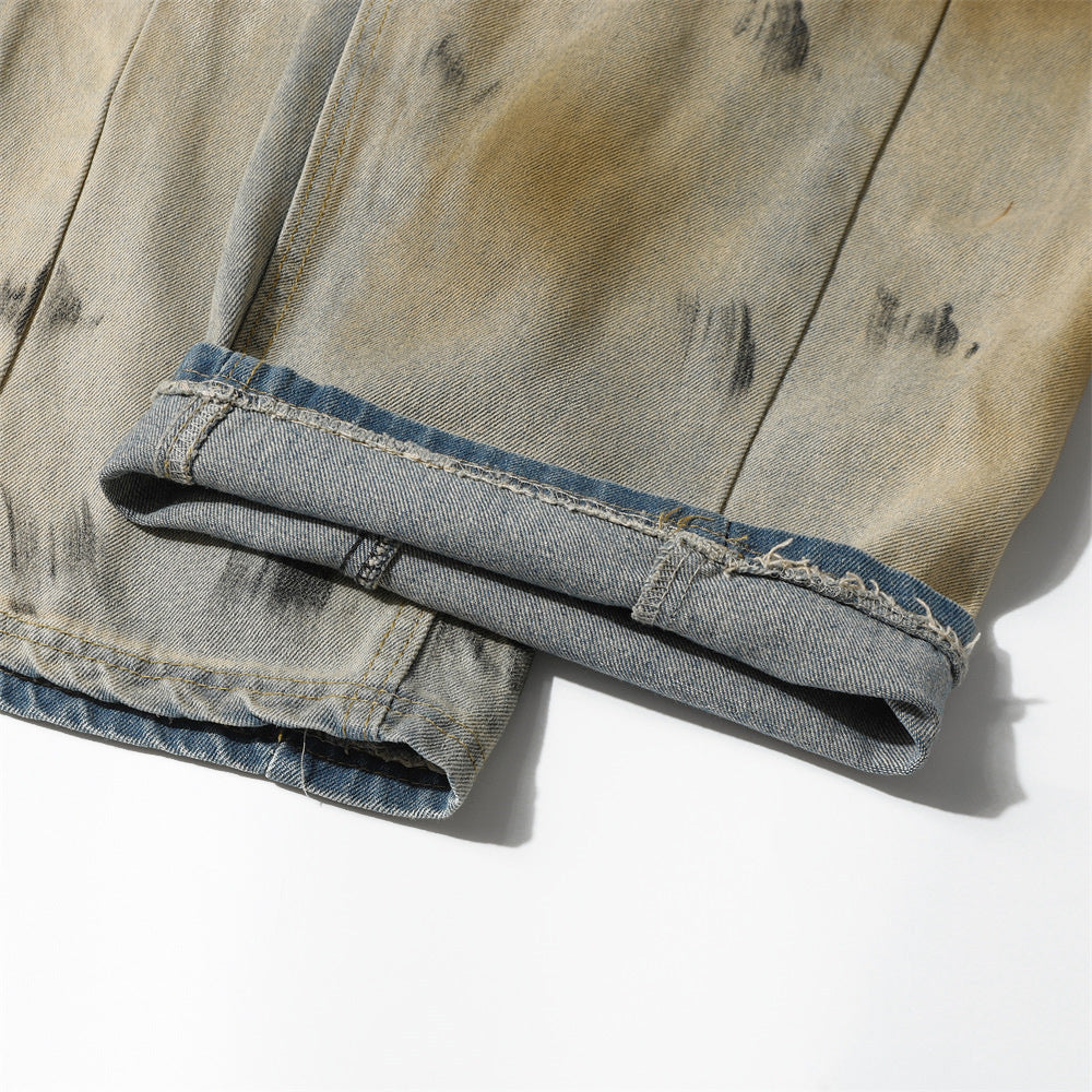 Mud-Dyed Punk Denim Jeans