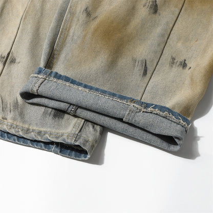 Mud-Dyed Punk Denim Jeans