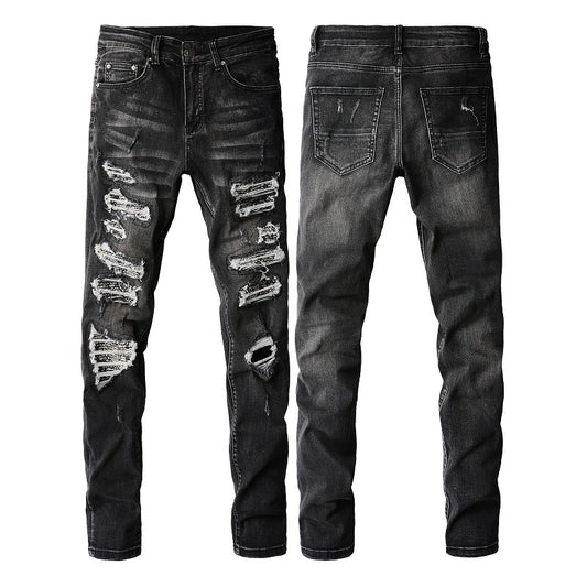 Slim-Fit Ripped Stretch Denim Jeans