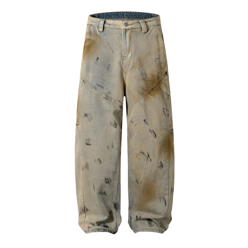 Mud-Dyed Punk Denim Jeans
