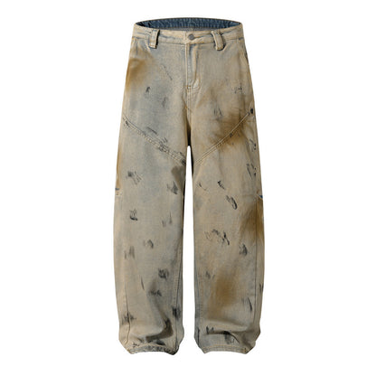 Mud-Dyed Punk Denim Jeans