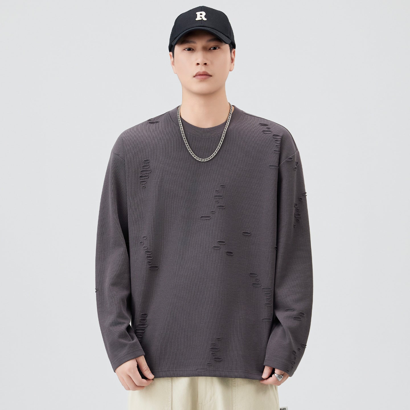 Vintage Distressed Long-Sleeve T-Shirt