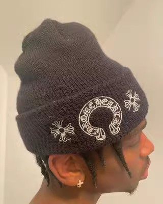 Embroidered Cross Knitted Beanie