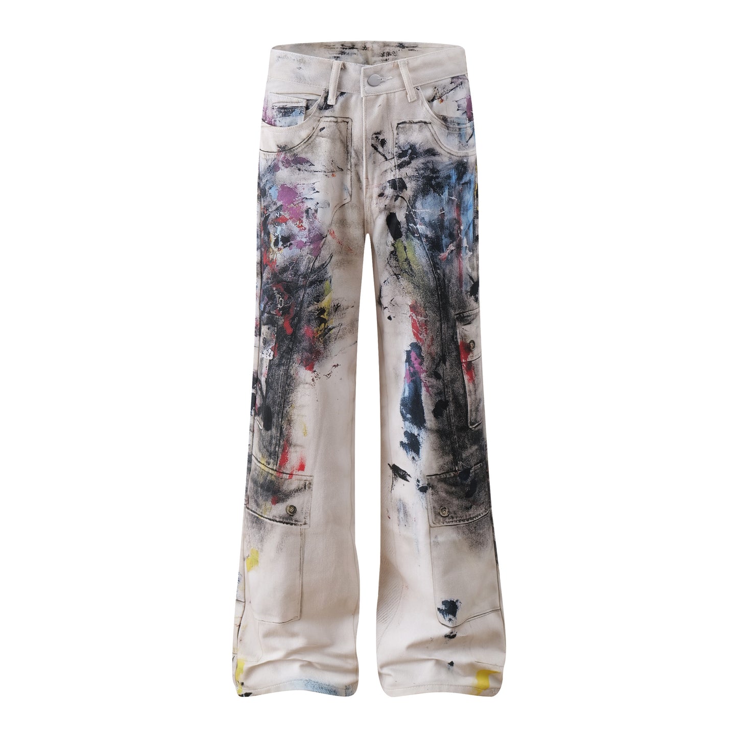 High-Street Graffiti Wide-Leg Jeans
