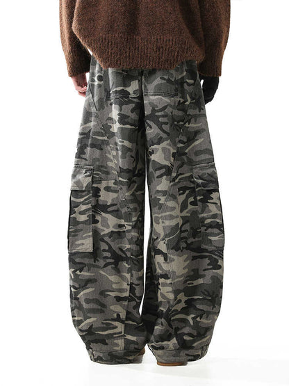 Retro Camouflage Wide-leg Jeans