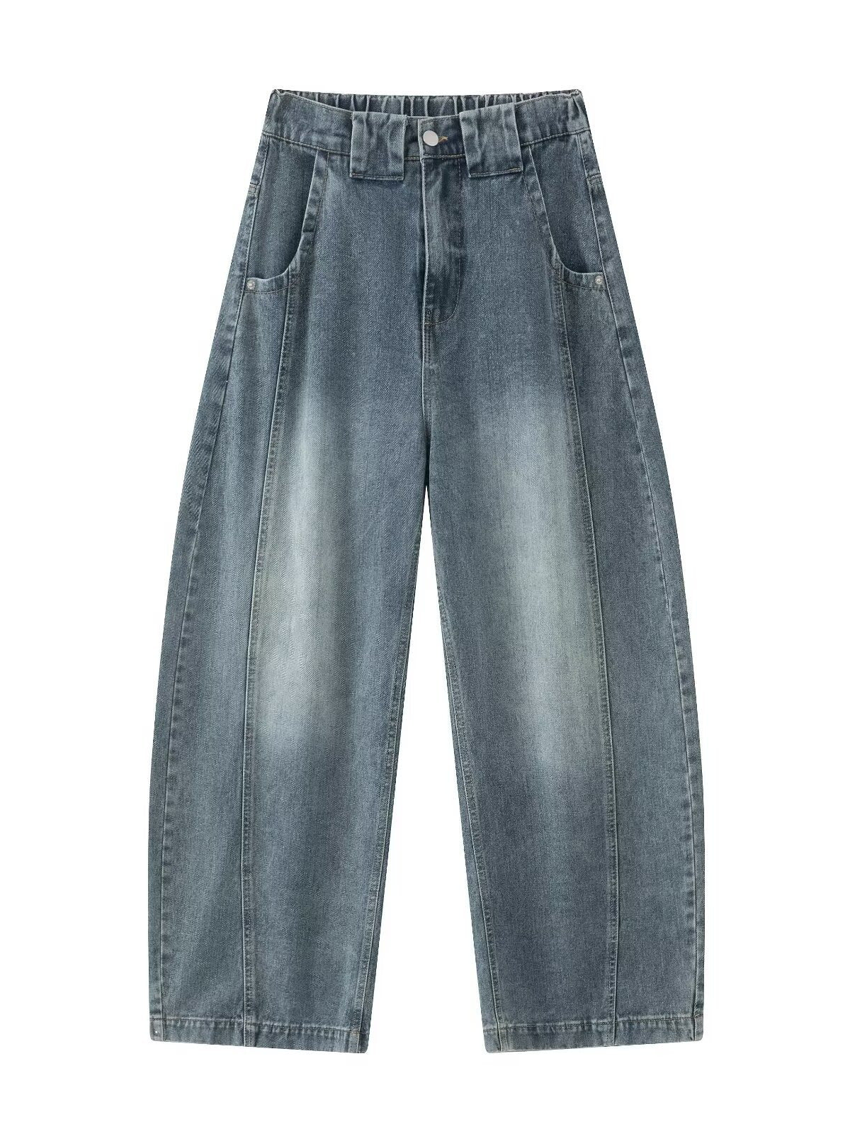Vintage Deconstructed Wide-Leg Denim Jeans