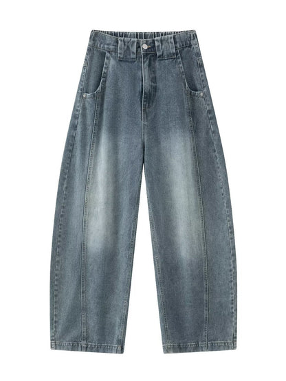 Vintage Deconstructed Wide-Leg Denim Jeans