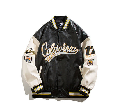 Embroidered Baseball Leather Jacket