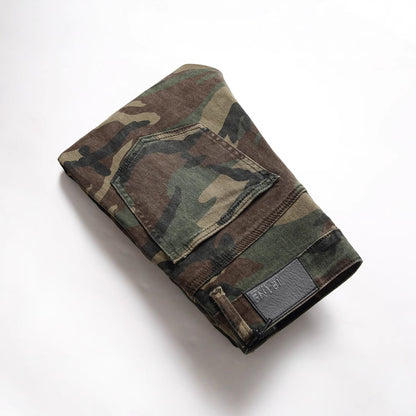 Camouflage Patchwork Straight-Leg Jeans