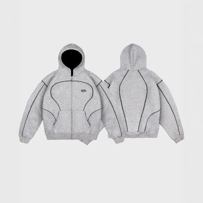 Y2K Letter Print Hooded Zip Jacket