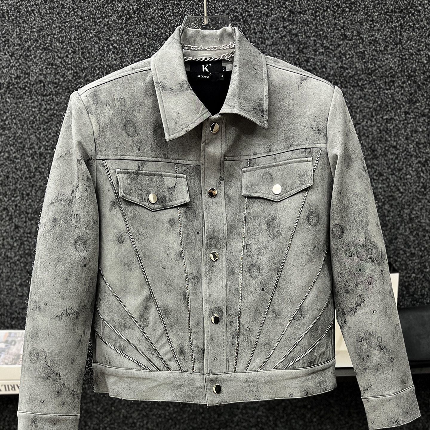 Vintage Tie-Dye Patchwork Lapel Jacket