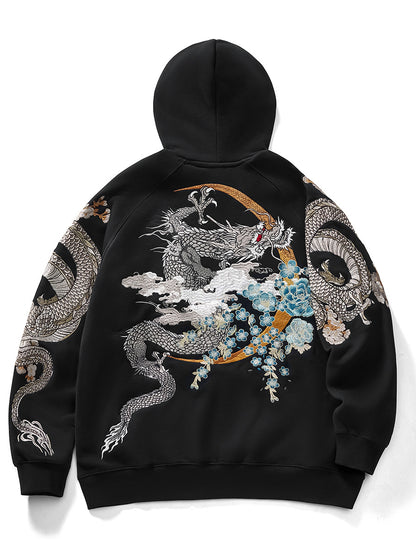 Dragon and Phoenix Embroidered Hoodie