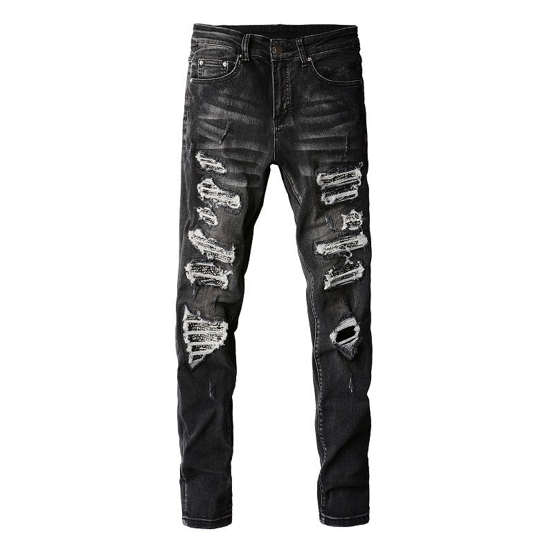 Slim-Fit Ripped Stretch Denim Jeans