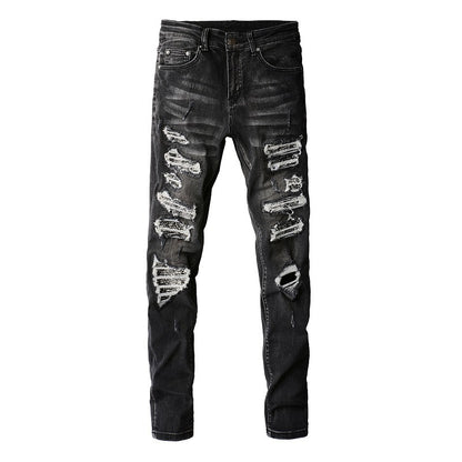 Slim-Fit Ripped Stretch Denim Jeans