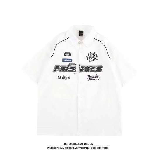 Retro Street Letter Cardigan Shirt