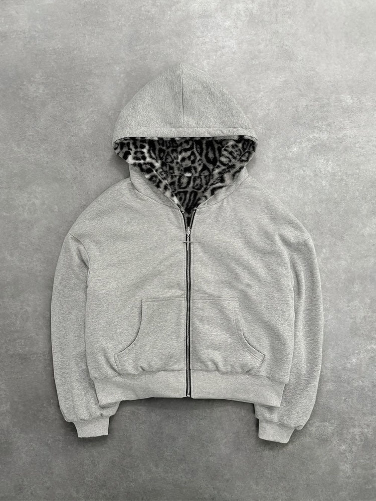 Reversible Leopard Street Hoodie