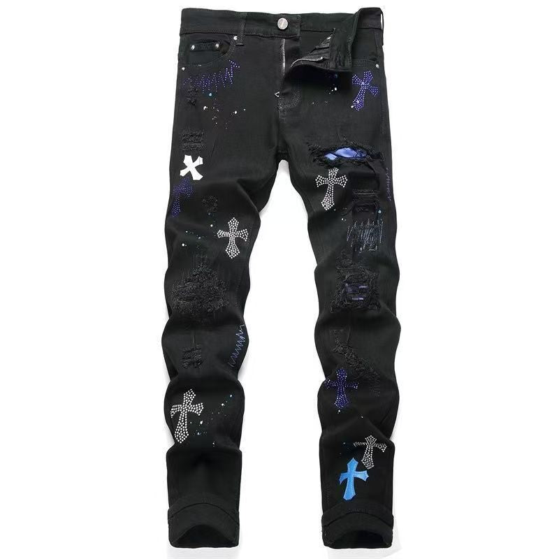 Rhinestone Straight-Leg Jeans