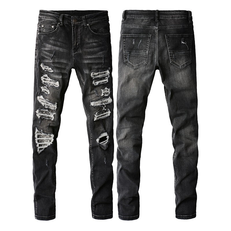 Slim-Fit Ripped Stretch Denim Jeans