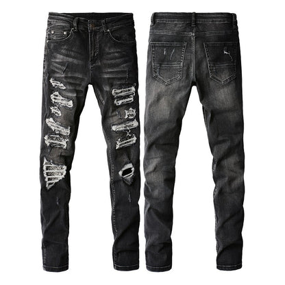 Slim-Fit Ripped Stretch Denim Jeans