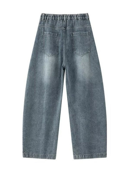 Vintage Deconstructed Wide-Leg Denim Jeans