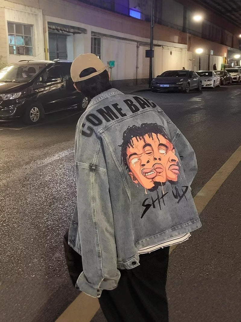 'Shut Up' Vaezion designer denim jacket